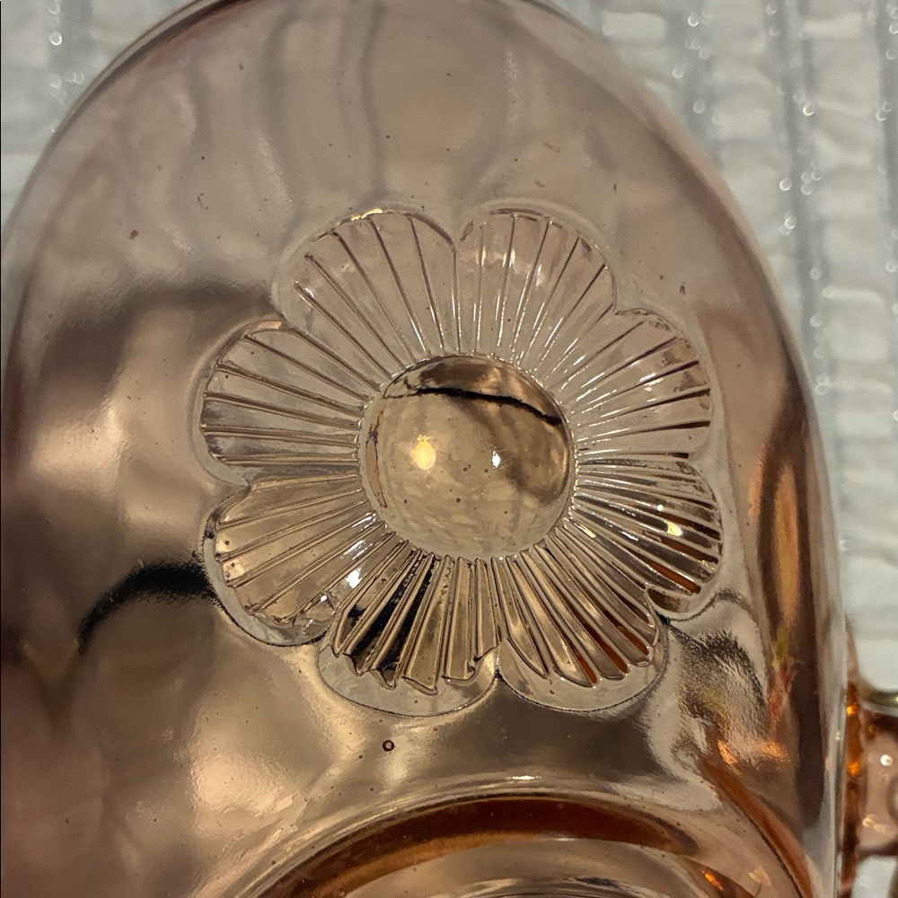 Elegant Floral Pink Glass Vintage Basket - Picture 4 of 7